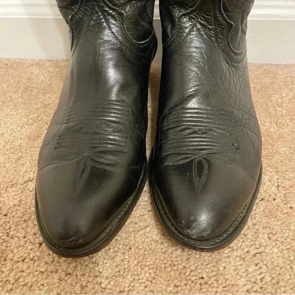 Laredo Western Boots Mens Hawk Stitched Snip Toe 11 1/2 D Black 7020 - Picture 14 of 16